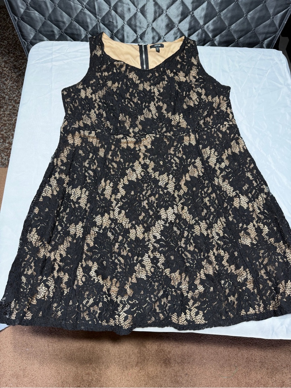 Apt. 9 Black Lace Mini Dress with Nude Lining